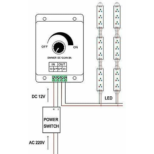 DC Dimmer Switch 12V-24V 8A Mini LED Strip Motor Kipas Dimmer Controller Peredup