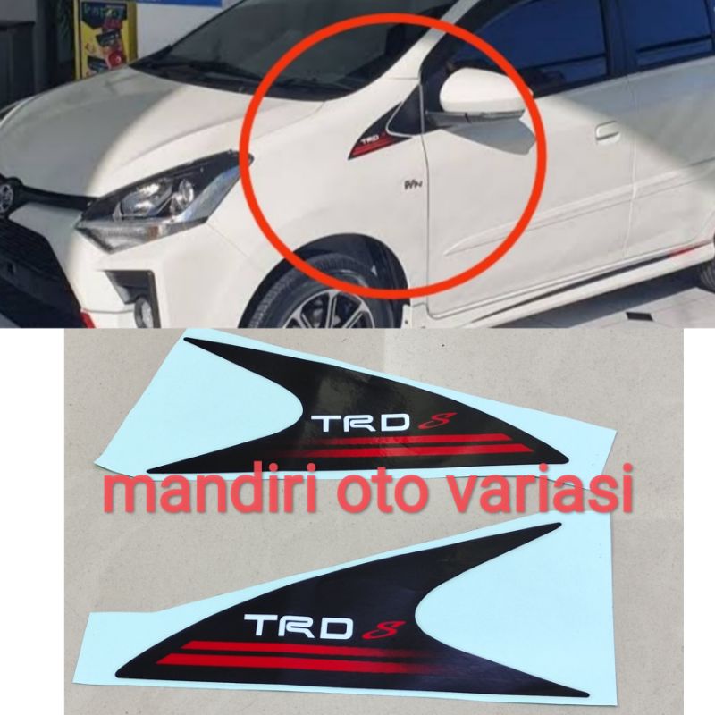Sticker TRD depan spion mobil Toyota Agya stiker agya trd
