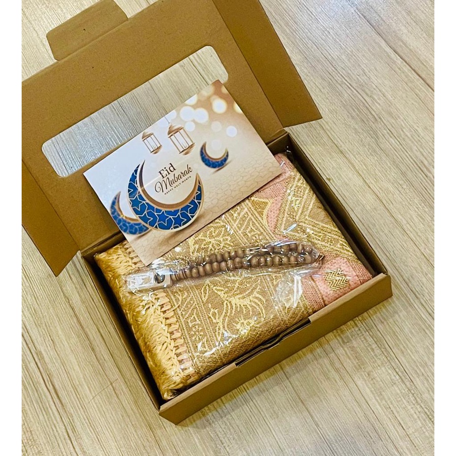 Paket Sajadah Turkey ARMINA benang emas dengan Tasbih Souvenir Kado