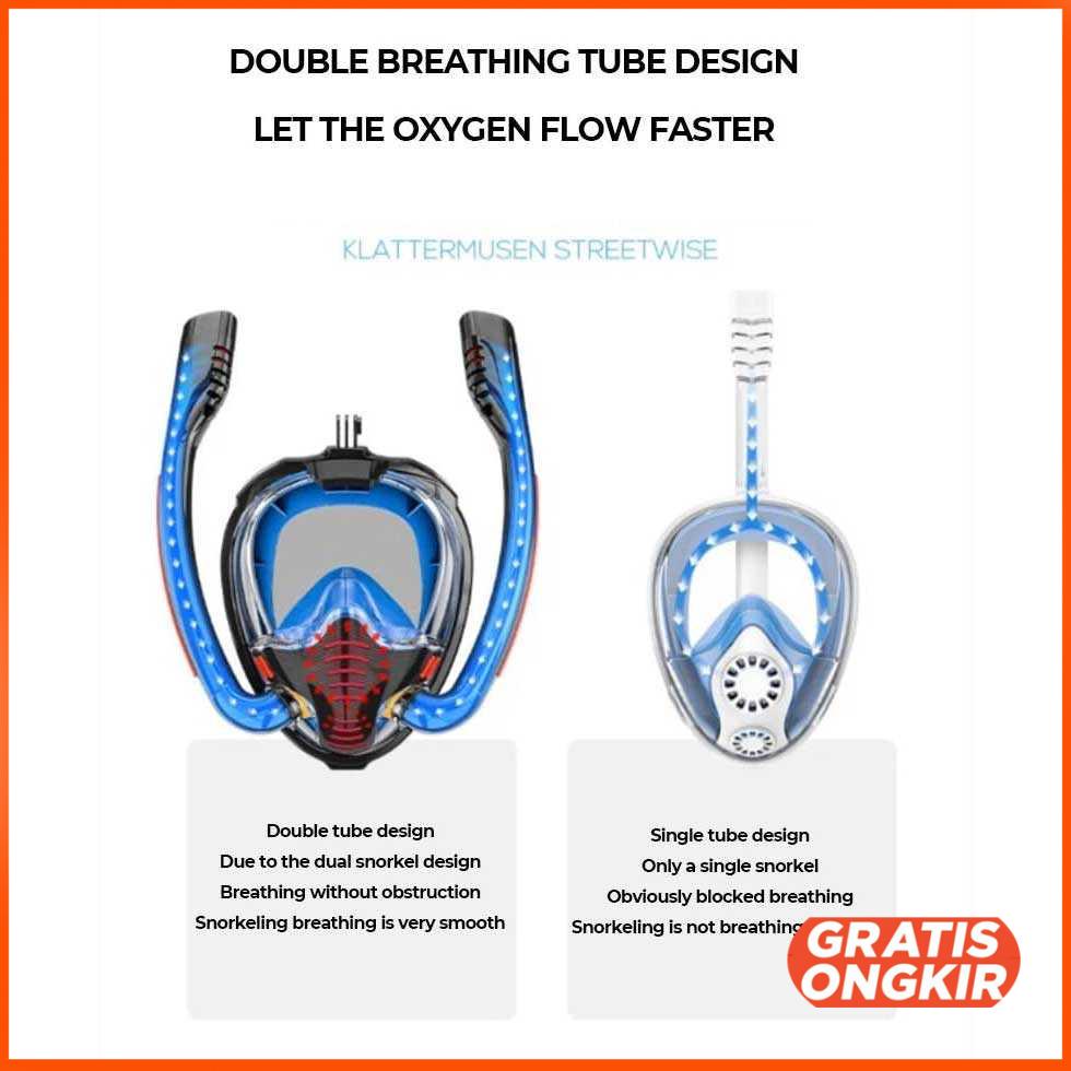 Kacamata Full Face Diving Snorkeling L XL - H7