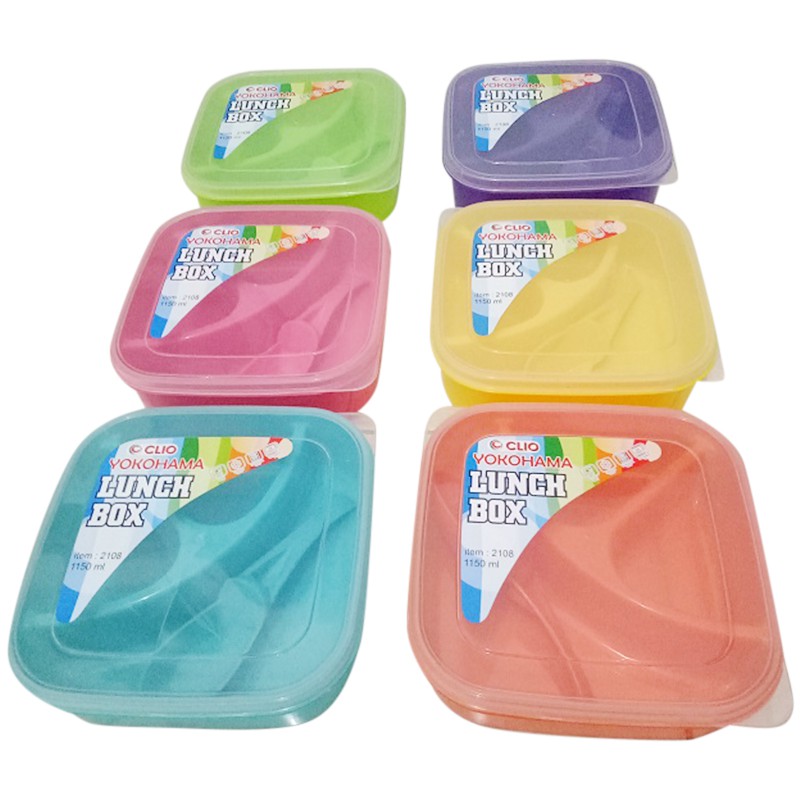 Kotak Bekal Makanan Clio YOKOHAMA isi 1 pcs Lunch Box Sekolah / Tempat Makan Kotak Makan Katering / Souvenir Ultah