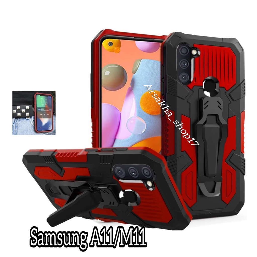 Casing HP Samsung Galaxy A11 / M11 Hard Case Belt ClipKick Standing Cover