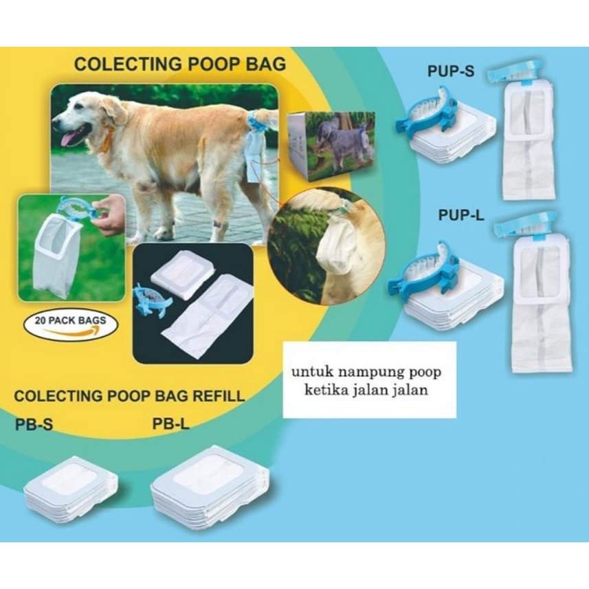 POOPER SCOOPER DOG TAIL holder clip plastik poop model jepit pup bag anjing large