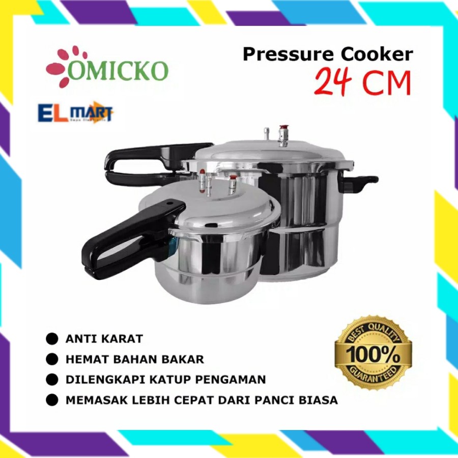 Panci Presto 24cm 8 Liter OMICKO Pressure Cooker Murah 8L + Kukusan