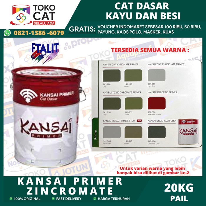 Jual CAT DASAR KAYU BESI KANSAI ZINC CHROMATE GREEN KODE 113 UKURAN