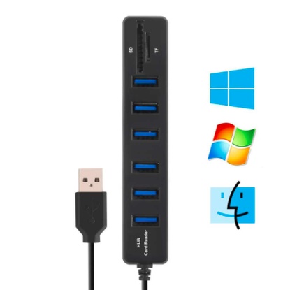 2 in 1 USB Hub 6 Port Combo Card Reader SD/TF Card Colokan Kabel Data Elektronik Micro SD Kabel Data Untuk Komputer Laptop USB Port