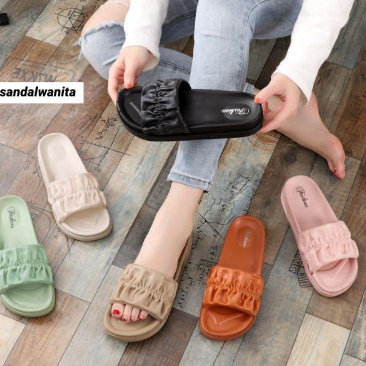 Harga Bersahabat.. Sandal Jelly Wanita Slop Kerut Karet Hys 1999