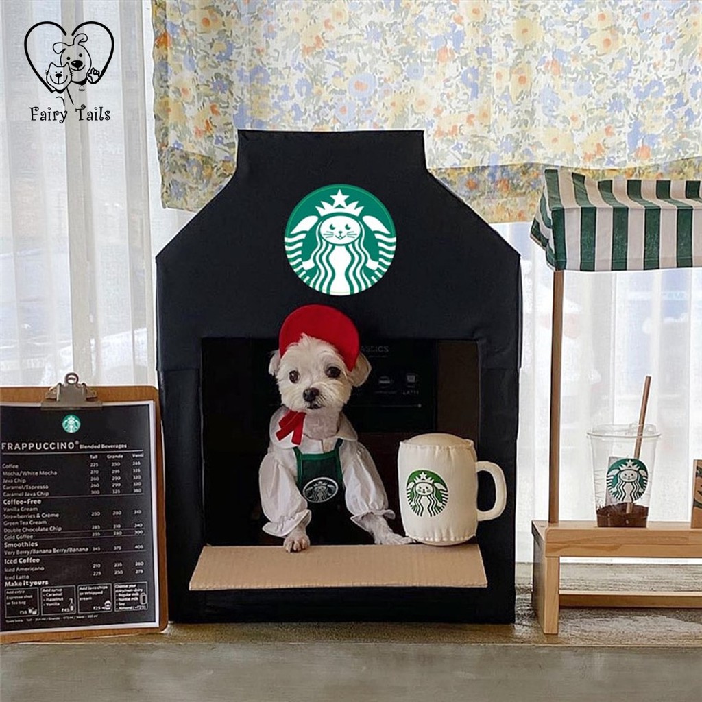 Kostum Cosplay Anjing Kucing Apron Celemek Starbucks ''Catbucks'' | Pet Costume Starbucks Apron