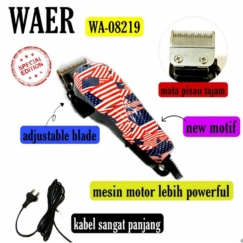 [ WAER ] Alat Cukur Rambut / Mesin Cukur Rambut Hair Clipper Profesional Corded Clipper Wa - 08219 Original