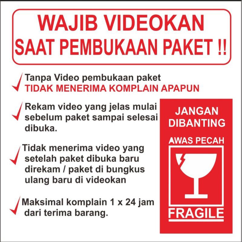 

STICKER VIDEO UNBOXING FRAGILE PECAH BELAH ( 100 Lembar )