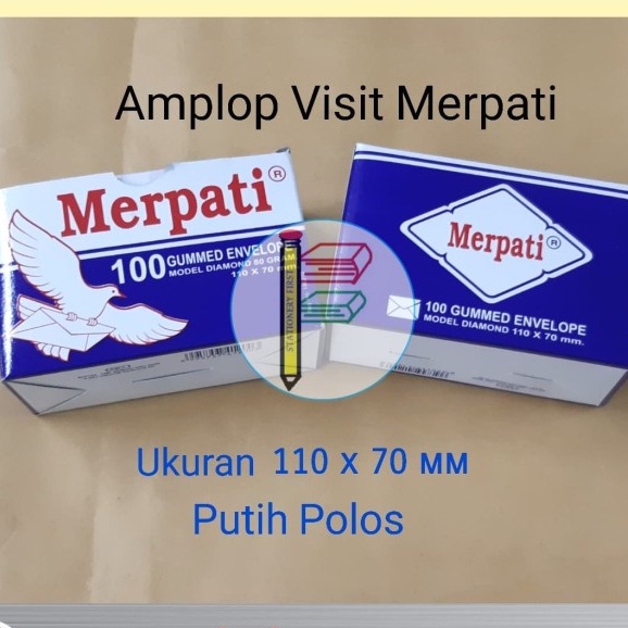 

Amplop Merpati Visit Kecil Putih uk. 110 x 70 mm 80 gr gsm per box