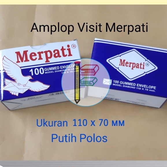 Amplop Merpati Visit Kecil Putih uk. 110 x 70 mm 80 gr gsm per box