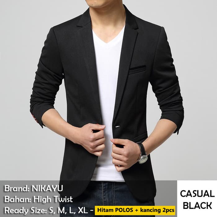 JAS PRIA HITAM CASUAL BLACK - JAS COWOK MODEL KOREA WARNA HITAM COCOK UNTUK ACARA RESMI