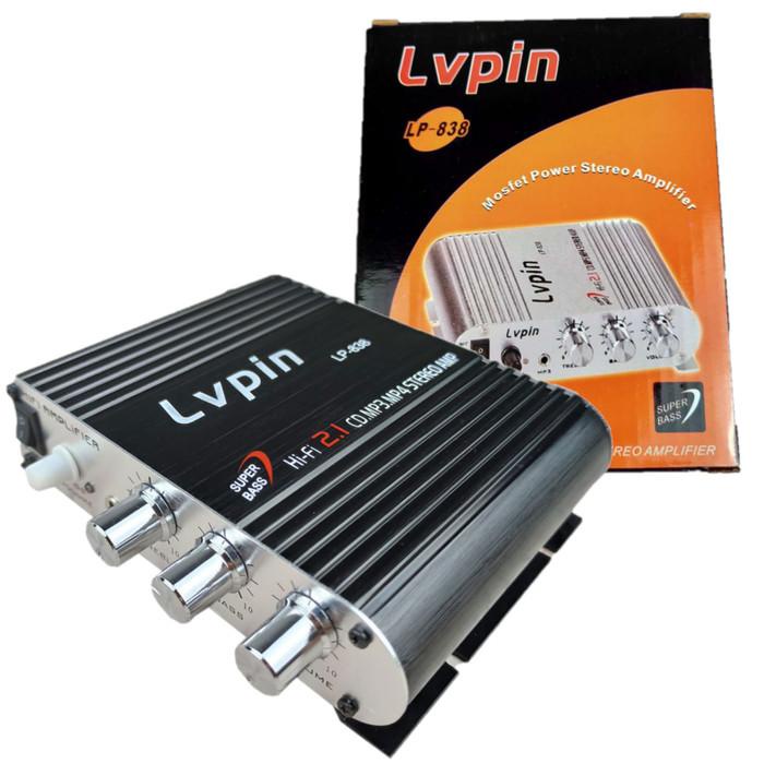 LVPIN Mini HiFi Stereo Amplifier Treble Bass Booster 12V 200W - LP-838