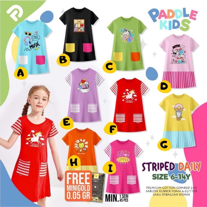 (Bisa COD) 6-14T Daily Dress Paddle Kids Junior