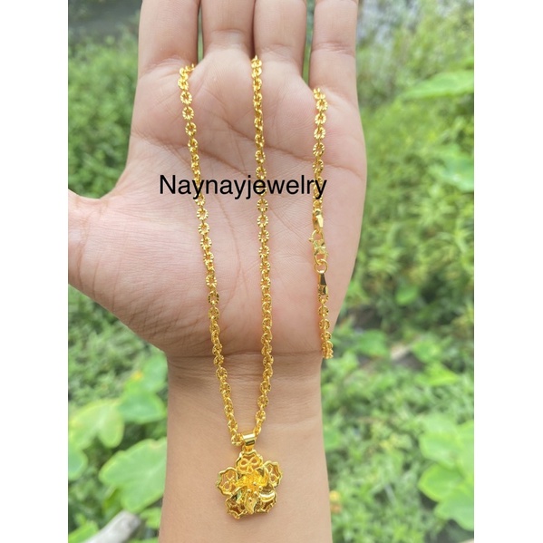 Kalung Rantai Nuri Ukir Mawar 75cm / warna 24k / YXY / Logamkoin