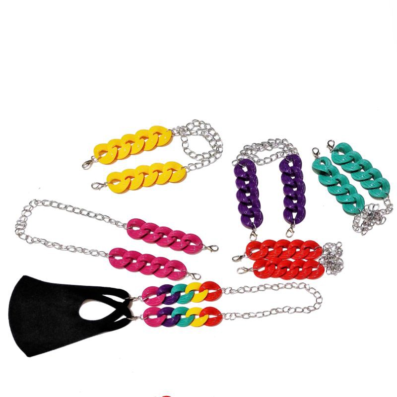 Kalung Gantungan Masker Strap Chic Mixed Colorful Pop Beads Chain Series Rantai Mote Candy