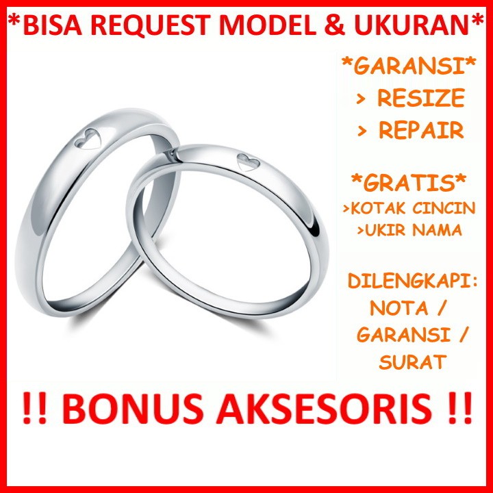 Garansi Silver Asli Bisa Pesan Model Cincin Couple Nikah Kawin Tunangan Perak Gratis Tulis Ukir Nama Id17