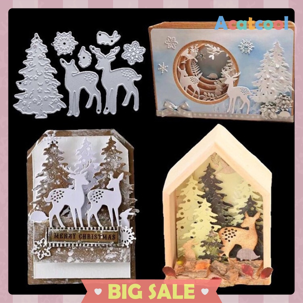 Christmas Tree Elk Cut Die DIY Scrapbooking Embossing Paper Card Stencils