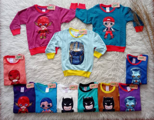 SWEATER BOBO KIDS 2 LAMPU / BAJU LED ANAK / BAJU LENGAN PANJANG ANAK / BAJU ANAK LED