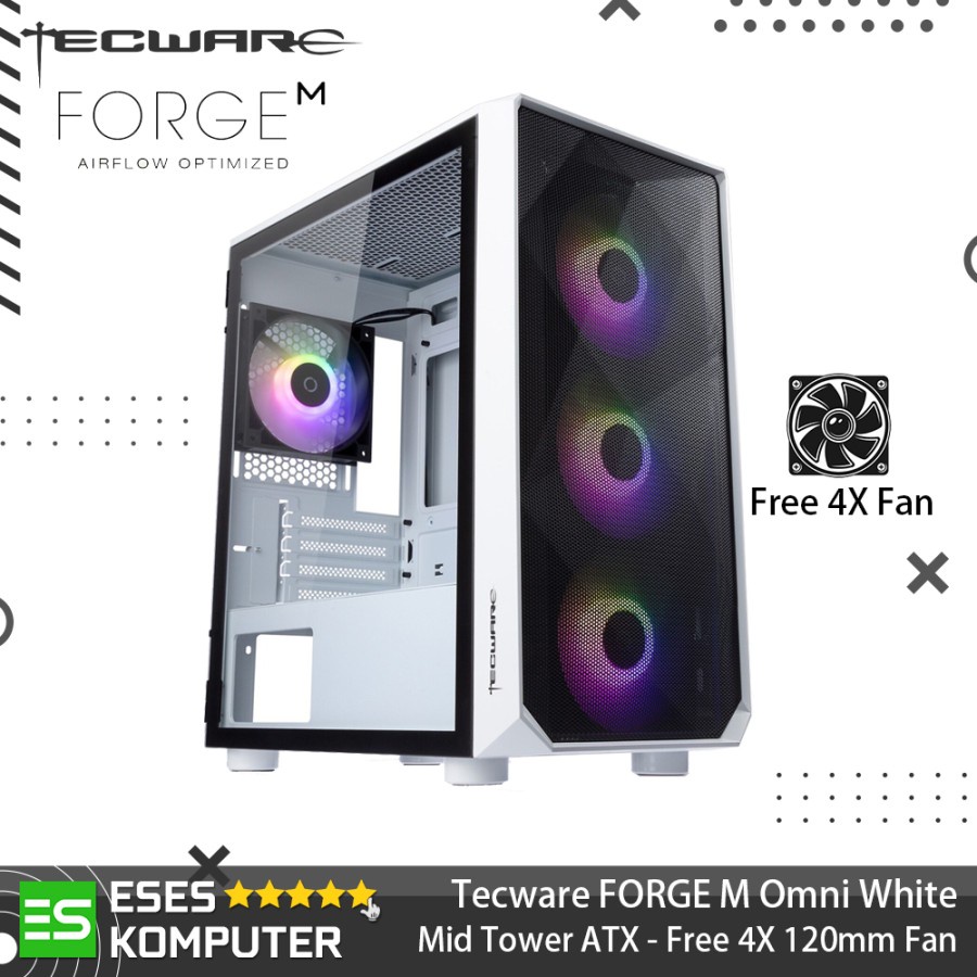 Case Tecware Forge M Omni WHITE ARGB SYNC | mATX | Free 4X FAN