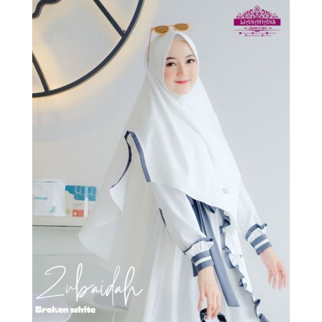 SET GAMIS ZUBAIDAH SERIES BROKEN WHITE BY LIANAHANS