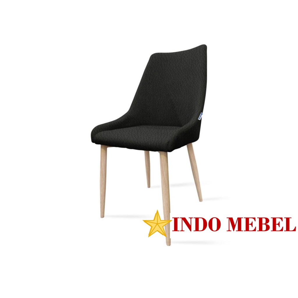 Kursi Makan Minimalis Scandinavian Siantano Kaki kayu Kulit Oscar READY MAKASSAR PROMO