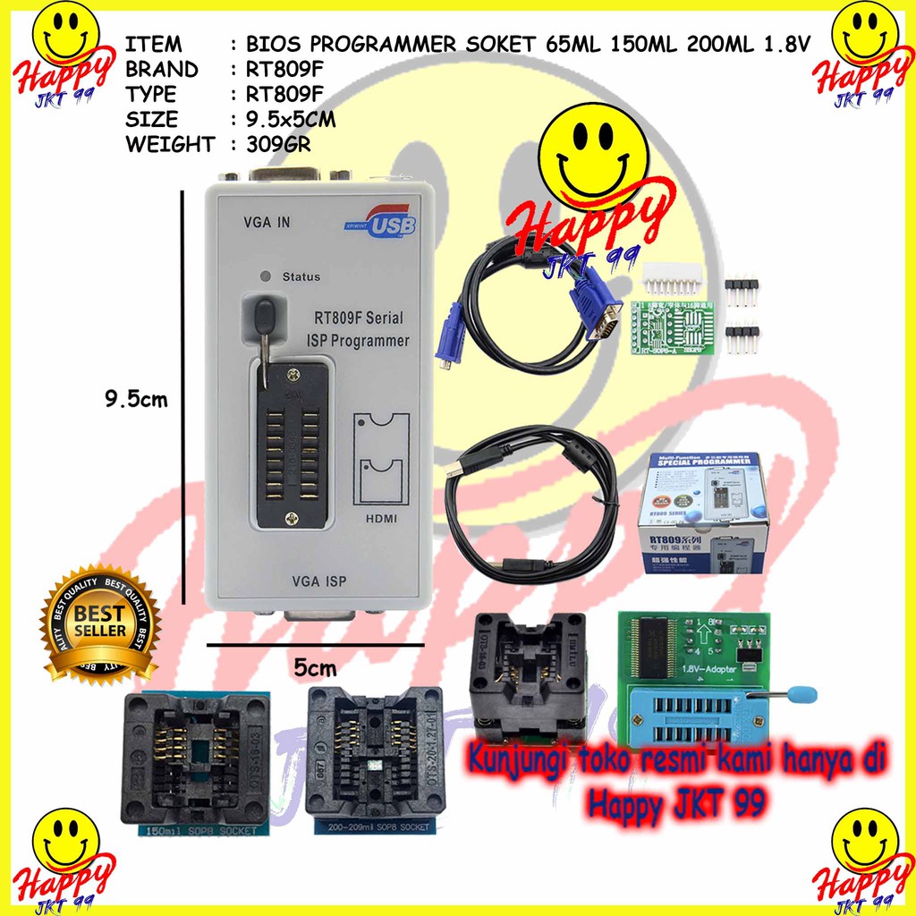 [ HAPPY JKT 99 ] FULLSET ALAT FLASH BIOS PROGRAMMER RT809F 150ML+200ML+0.65ML+1.8V ORIGINAL