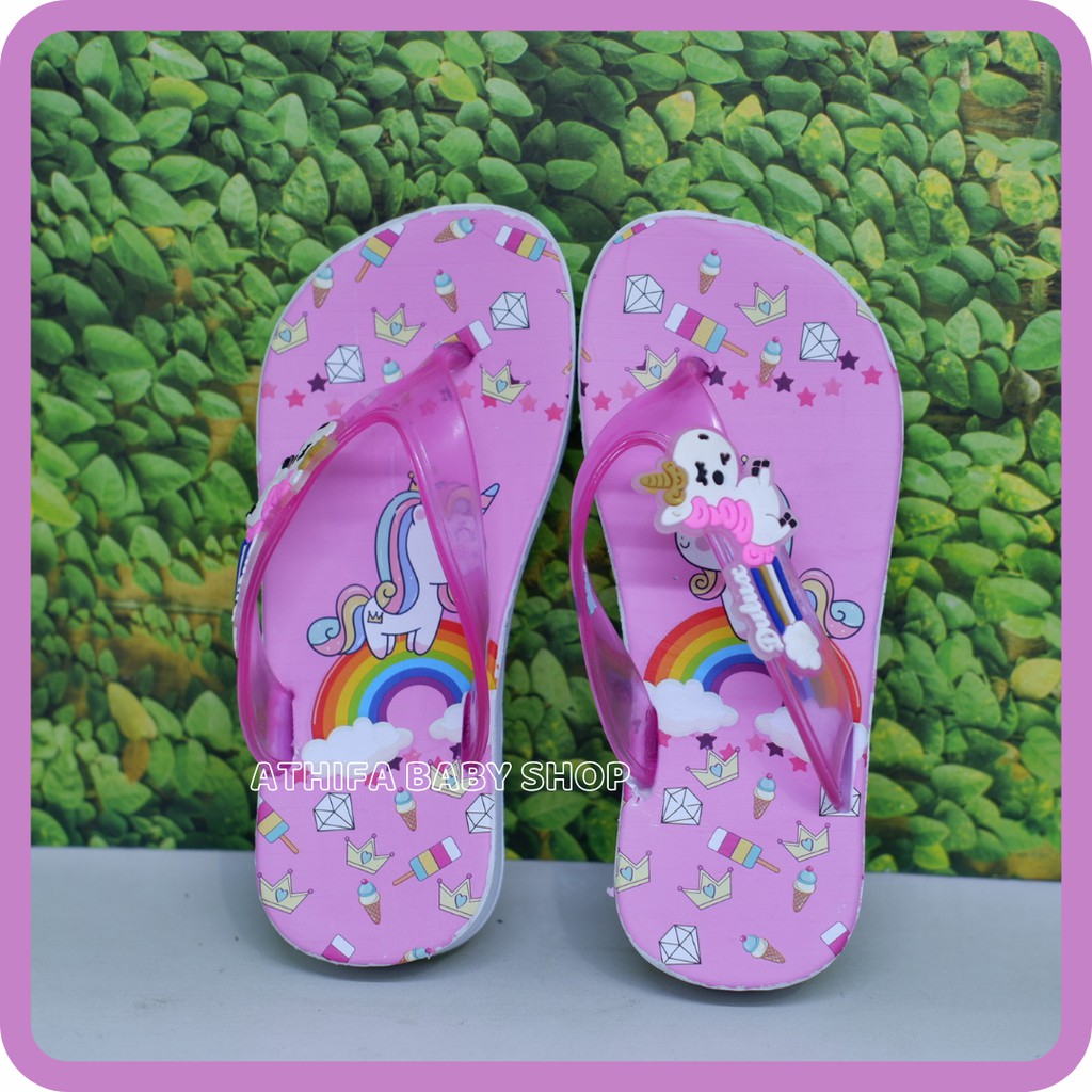 Sandal jepit anak perempuan karakter Unicorn kuda pony poni sendal cewek Usia Bulan 1 2 3 4 Tahun