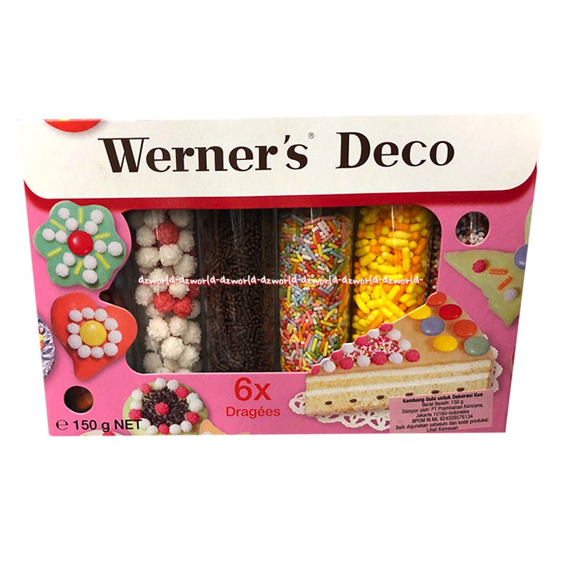 Werner's Deco 6x Dragees Kembang Gula Hiasan Dekorasi Kue 6pcs Werners Deko Meses Tabur Aneka Rasa Model