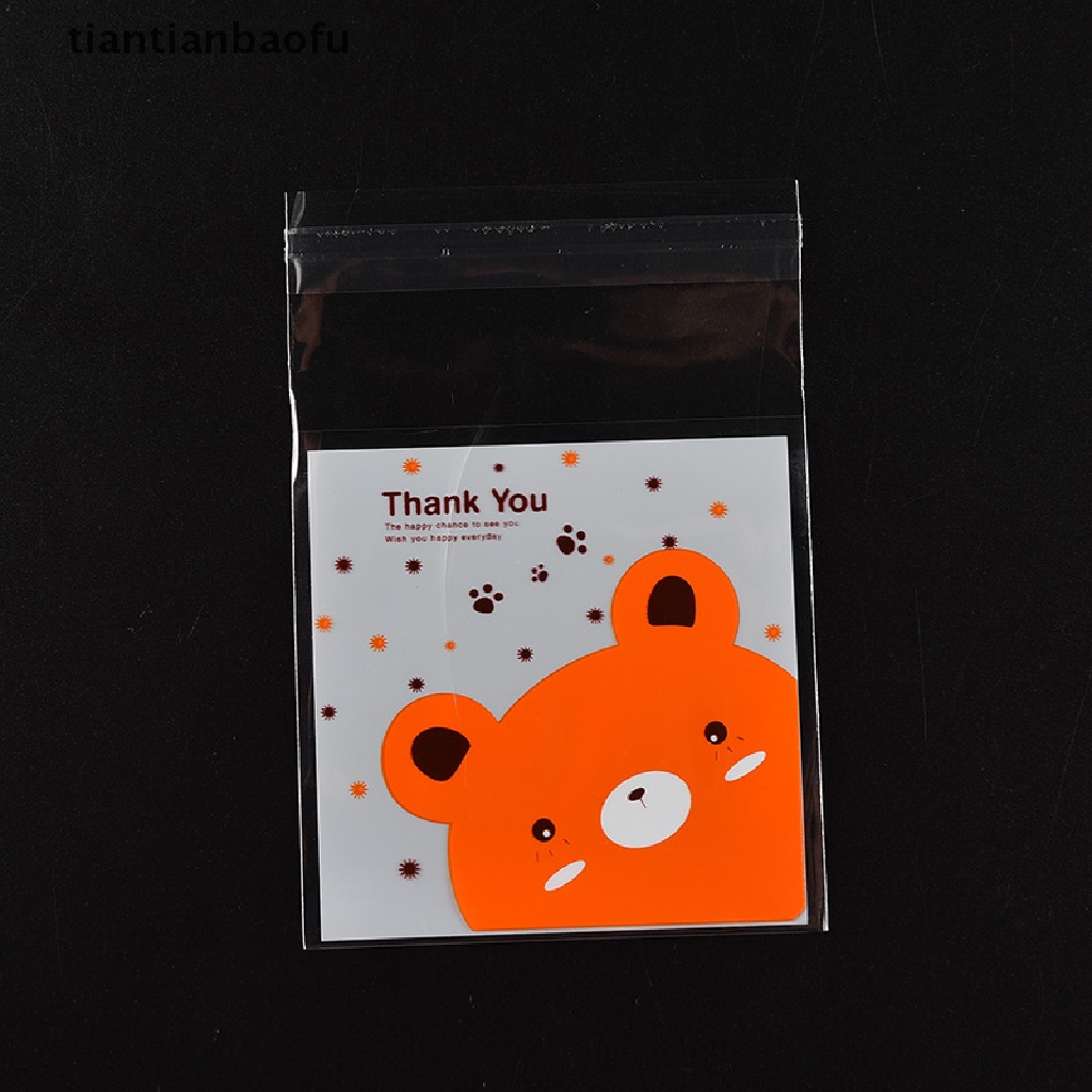 (tiantianbaofu) 100pcs / Set Mainan Boneka Plush Beruang Untuk Anak Kantong Plastik Cellophane Dengan Perekat Untuk Permen / Cookies / Hadiah Pernikahan / Ulang Tahun