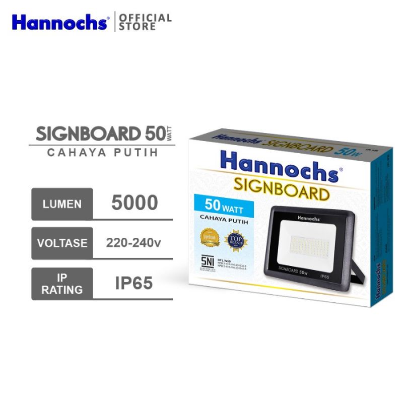 Lampu Sorot Hannochs Signboard LED Flood Light 50 watt 50W CDL Putih