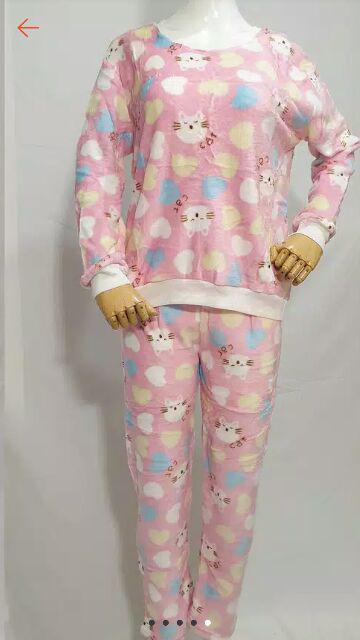 Baju Tidur Wanita Bahan Selimut Bulu Ala Justice Set 2 Pcs As-00023