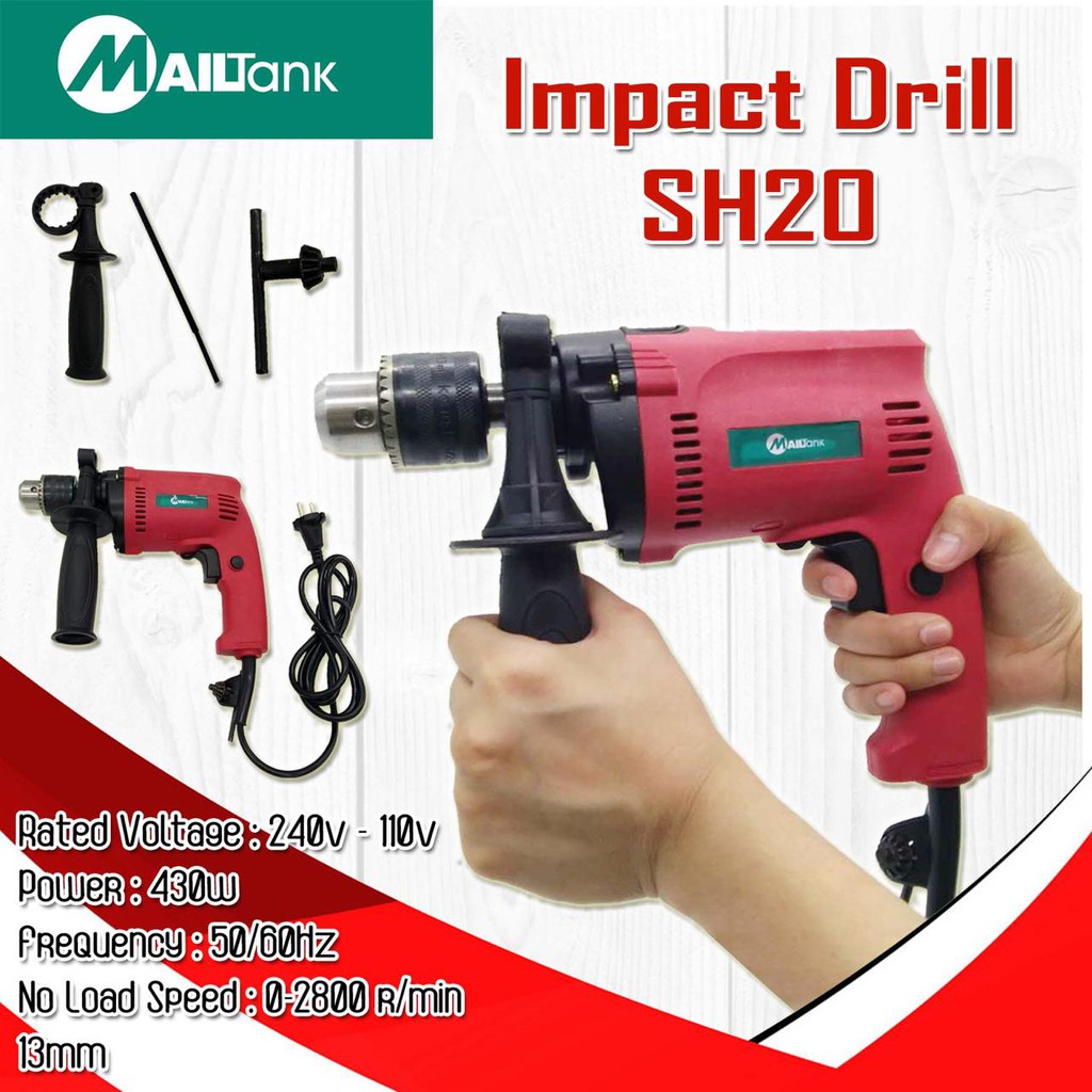 MAILTANK SH - 20 Mesin Bor Tangan Impact Drill 13mm Electric Drill 2 Fungsi bor listrik 220volt