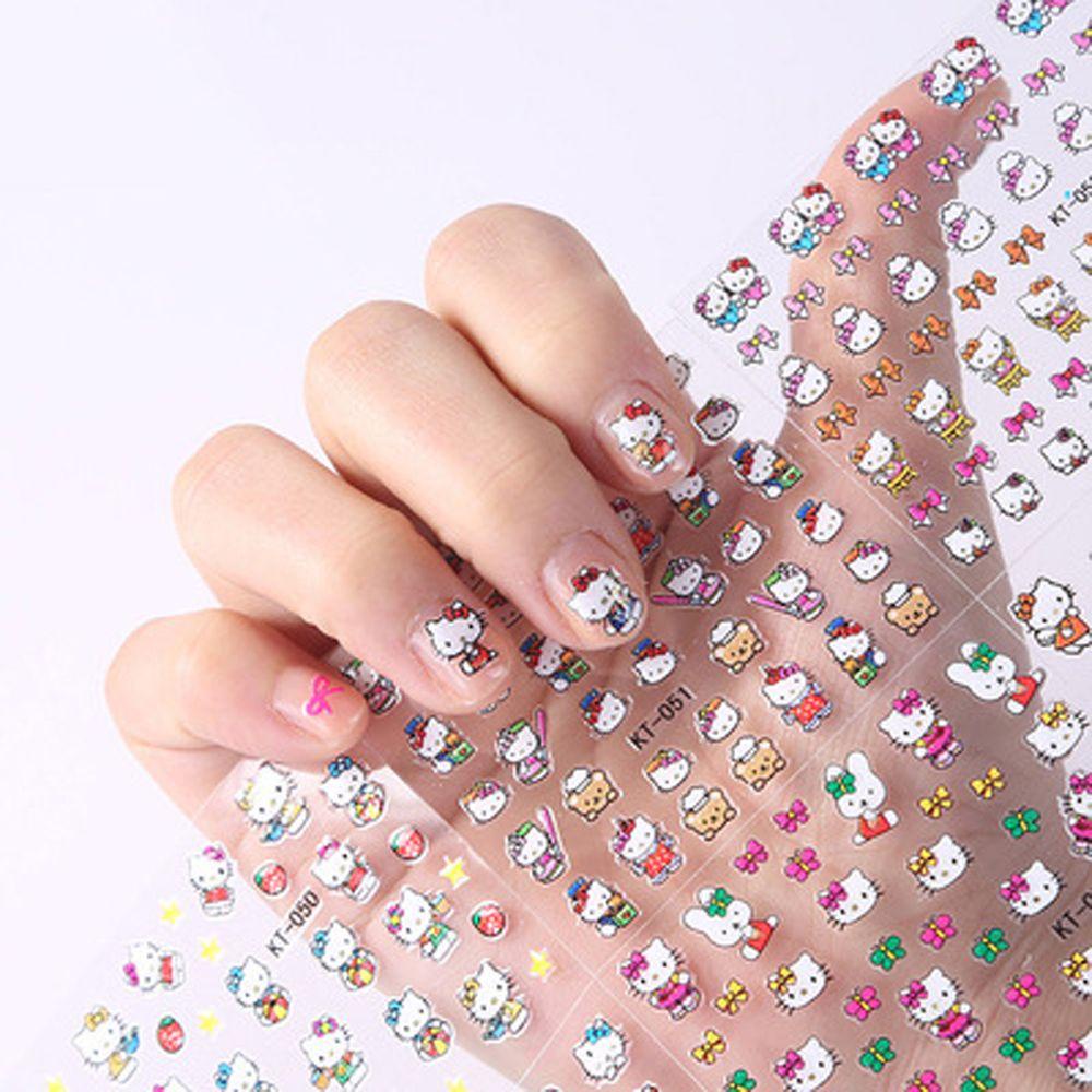 [Elegan] Stiker Kuku Gadis 30Pcs/set Perekat Diri Manikur Aksesoris Kucing Kartun Nail Art Dekorasi