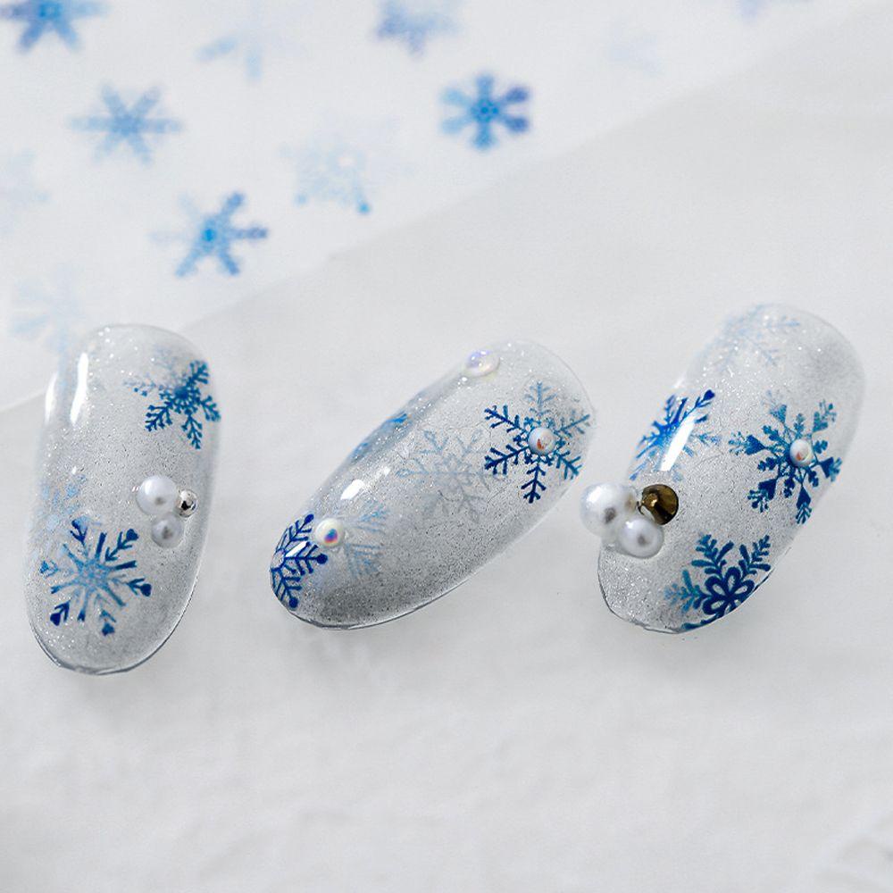 Mxbeauty Stiker Kuku Motif Snowflakes 5D Warna Putih Untuk Musim Dingin