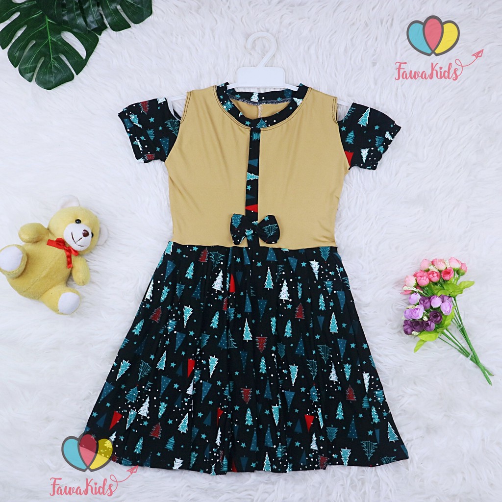 (Rample) Dress Sabrina uk 4-5 Tahun / Dres Anak Perempuan Baju Cewek Lengan Pendek Harian Gaun Motif