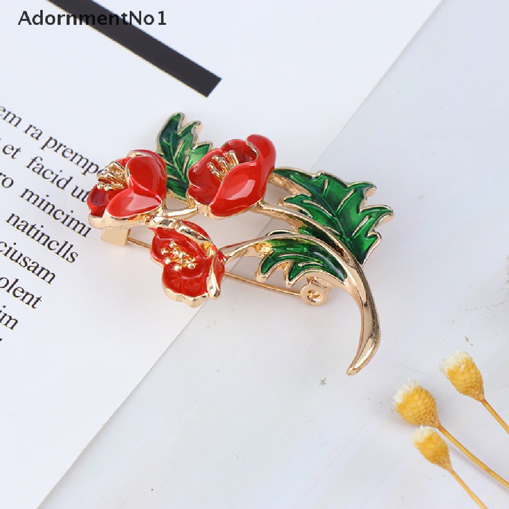 (AdornmentNo1) Pin / Bros Bentuk Bunga Poppy Warna Silver / Gold Untuk Wanita