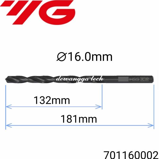 Mata bor besi 16.0mm twist drill hss 16mm lurus YG1 bukan nachi 16 mm dewang44 Kualitas Baik