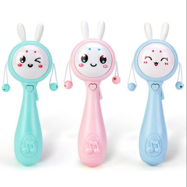 1234OS Mainan musik anak / Mainan Bayi Tongkat Rattle + Teether+ Musik + Lampu Kelap Kelip