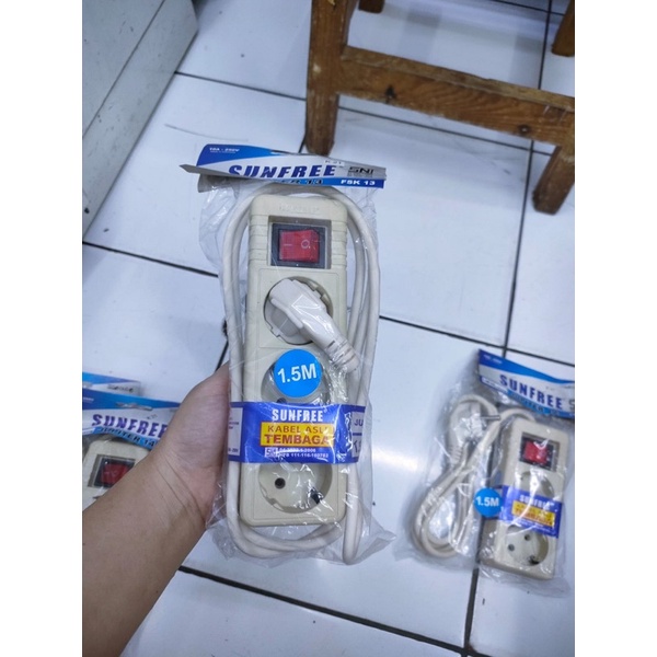 Stop kontak merk Sunfree 1.5meter/sunfree SNIJupiter 55/Colokan kabel multifungsi