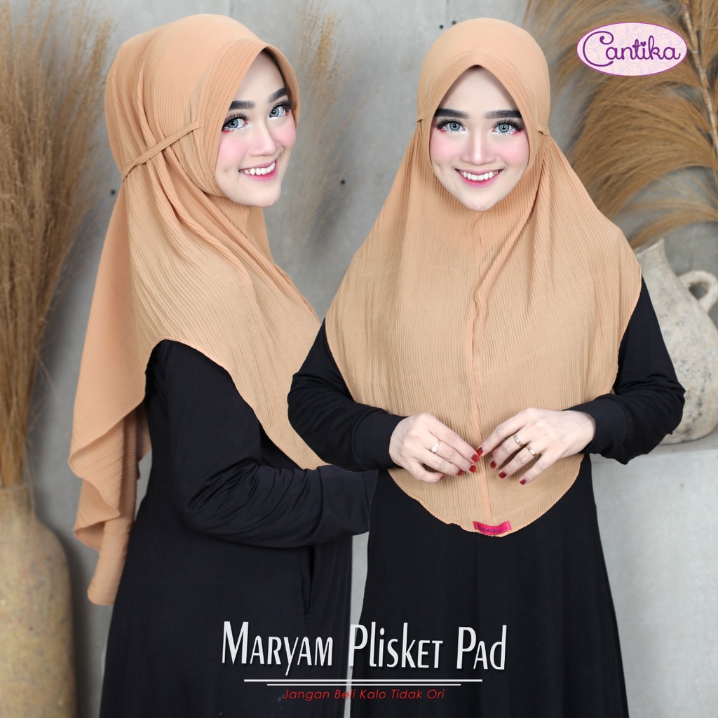 Jilbab Instan Maryam Pad Tali Plisket Ceruti Ori Cantika-COKSU