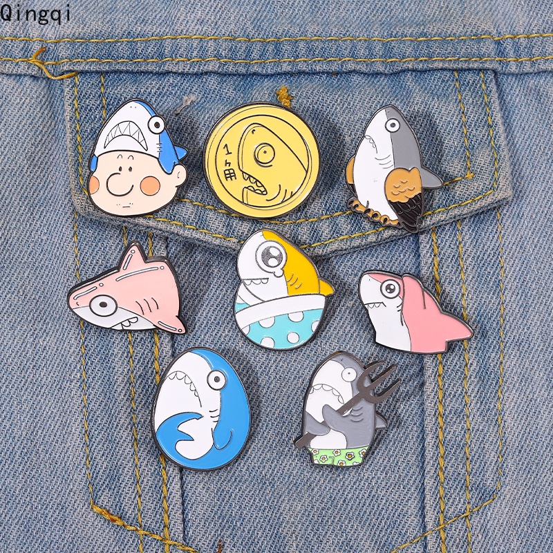 Bros Pin Enamel Desain Kartun Hiu Burung Hantu Untuk Anak