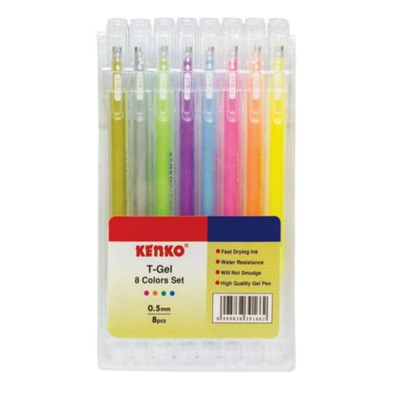 

Pulpen Kenko T-Gel Set 8 Pcs Warna 0.5mm Color Pen Warna Pastel
