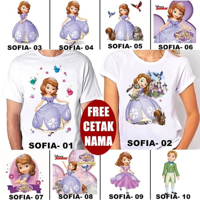 Kaos / Baju SOFIA DEWASA 10 DESAIN (FREE TULISAN/NAMA)