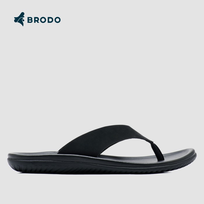 ORIGINAL Sandal Pria BRODO Flipper Full Black - 42 Asli