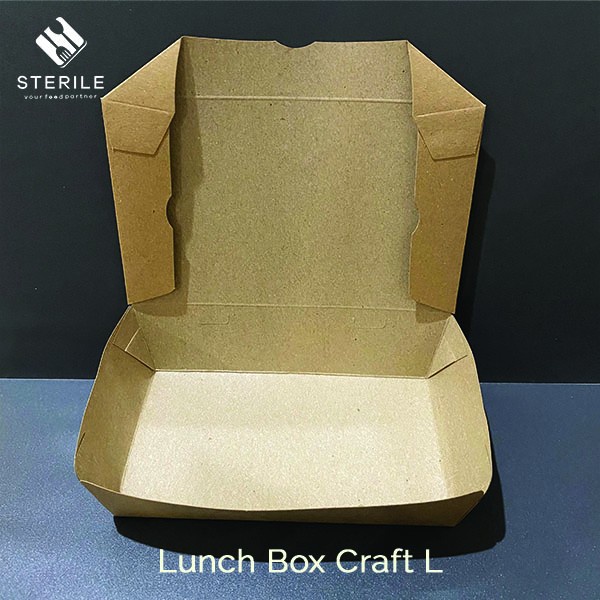 paper lunch box size L bahan ECO kraft foodgrade / paper box coklat