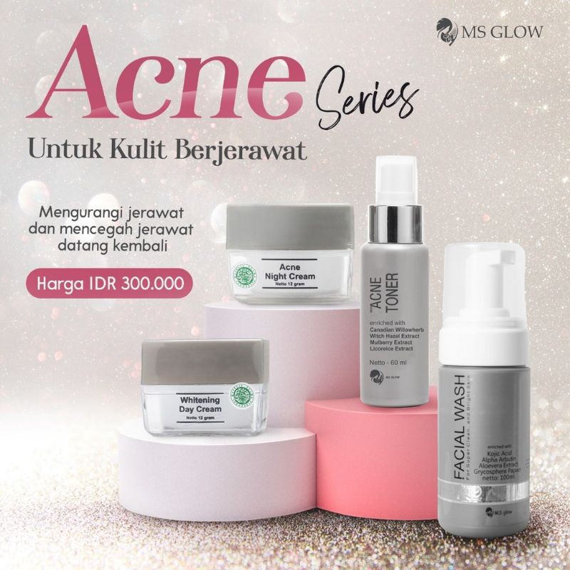 Paket Acne MS Glow Paket wajah 100% original perawatan wajah menghilangkan jerawat(bisa cod)