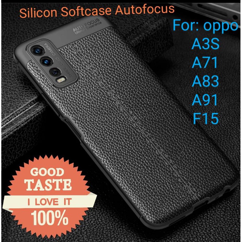 oppo a3s a71 a83 a91 f15 Silicon Autofocus Leather Softcase Casing Cover TPU Kulit jeruk jelly