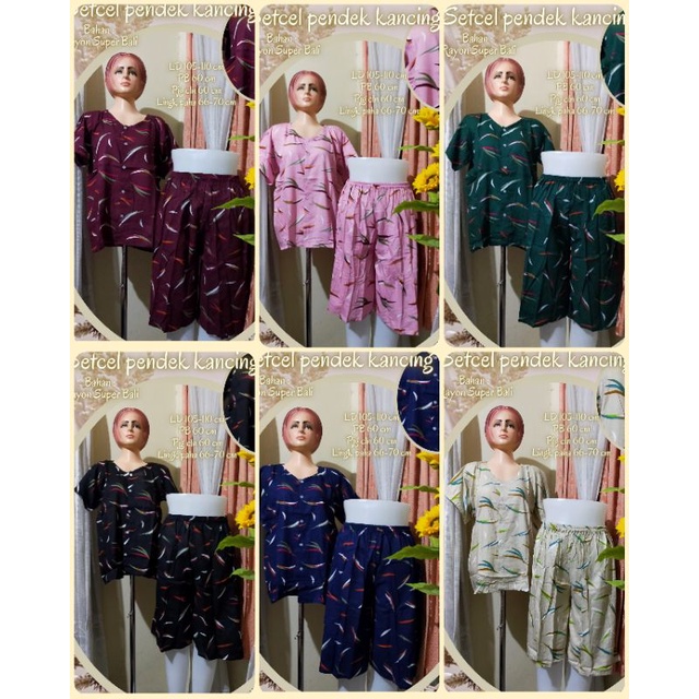 Stelan celana pendek //Setcel Pendek kancing //Babydol Rayon Bali //Babydol kancing //Setcel busui